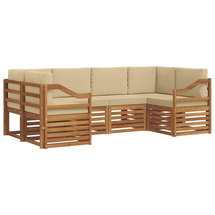 Ensemble de canapé d'angle avec coussin 6 pcs Naturel - 2