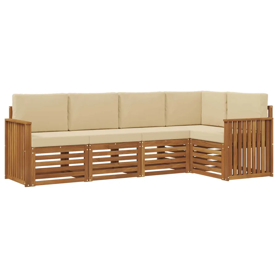 Ensemble de canapé d'angle avec coussin 5 pcs Naturel et Beige - 2