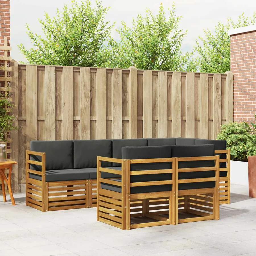 Ensemble de canapé d'angle 7 pcs Naturel et Anthracite
