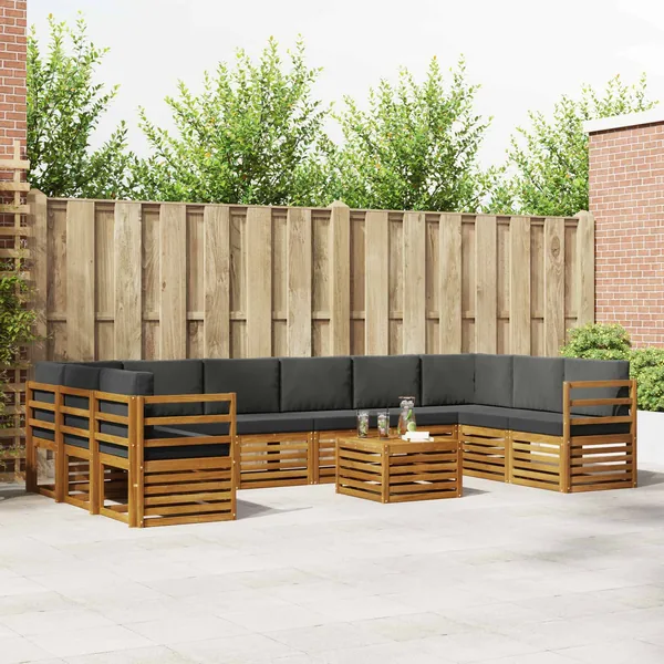 Ensemble de canapés d'extérieur 11 pcs Naturel et Anthracite