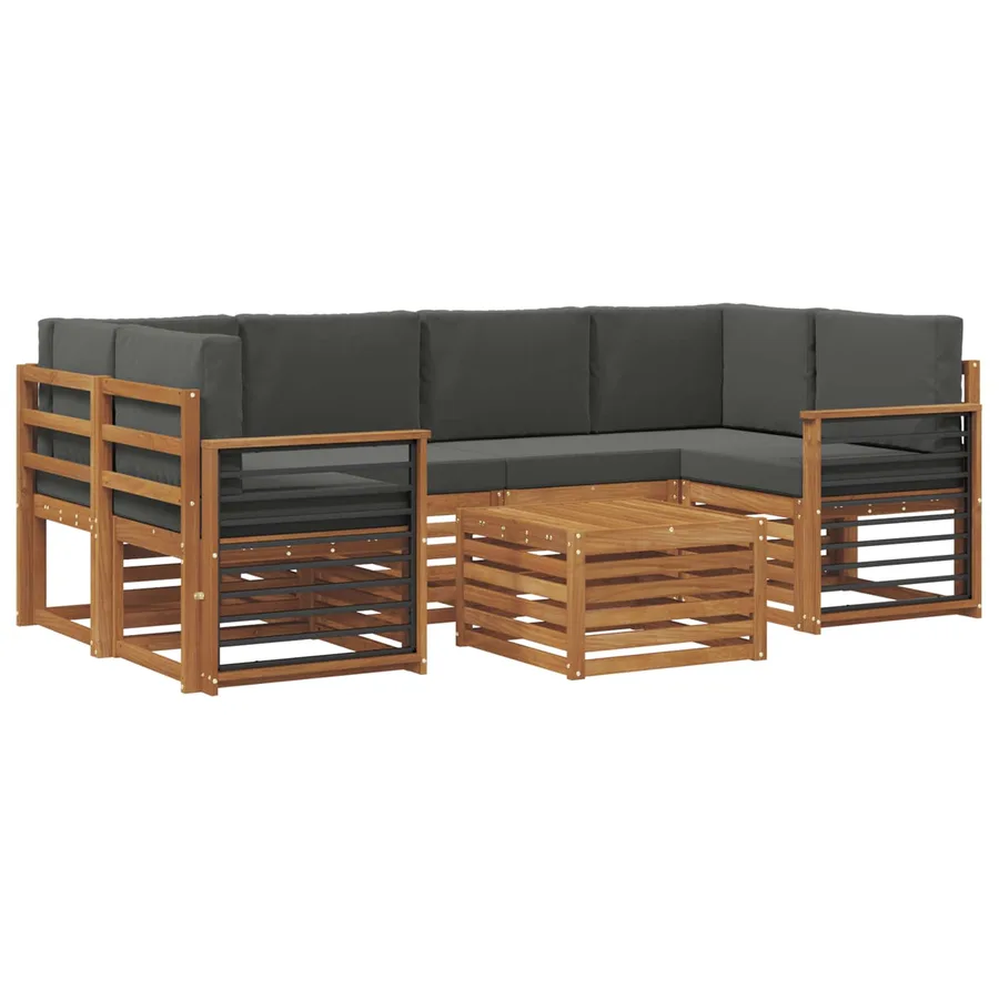 Ensemble de canapés d'extérieur 7 pcs Naturel et Anthracite - 2