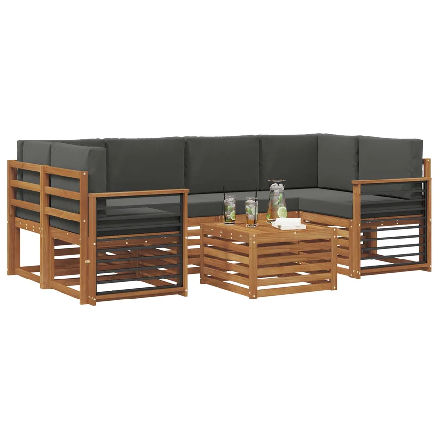 Ensemble de canapés d'extérieur 7 pcs Naturel et Anthracite - 3