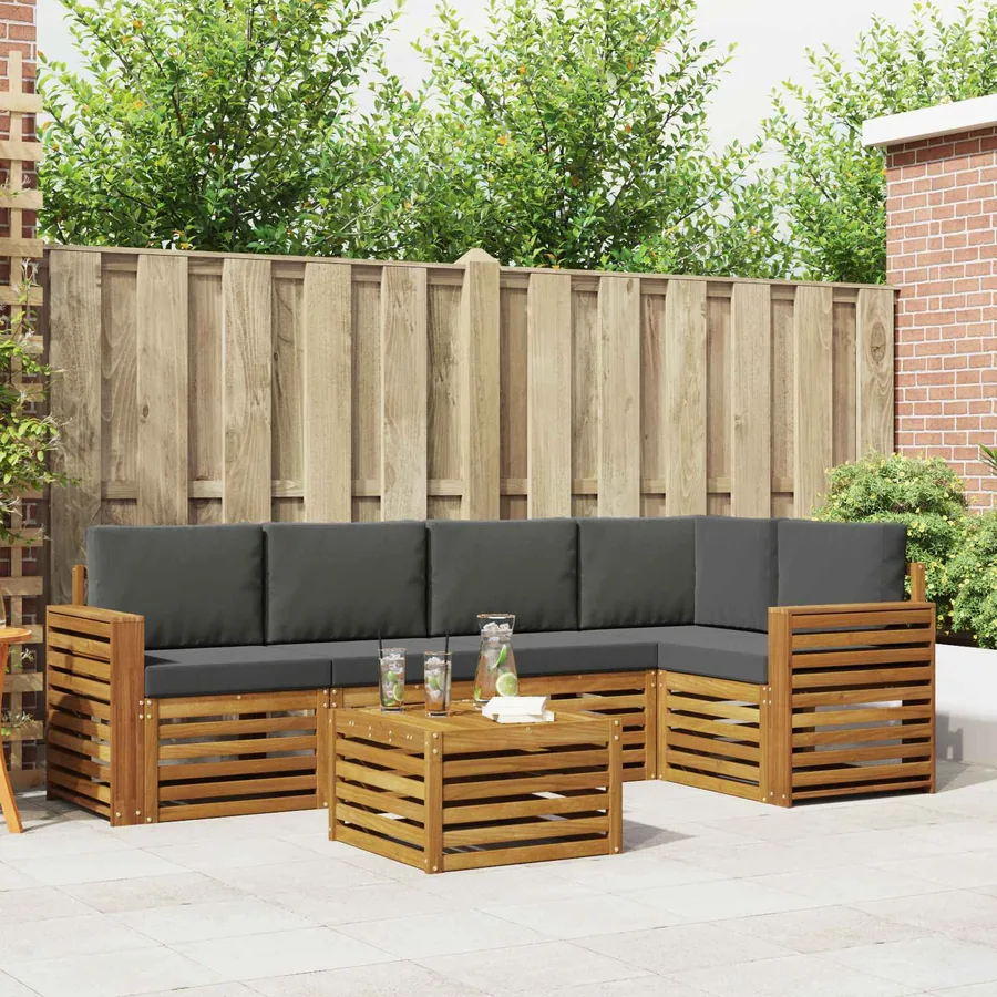 Ensemble de canapé d'angle 6 pcs Naturel et Anthracite