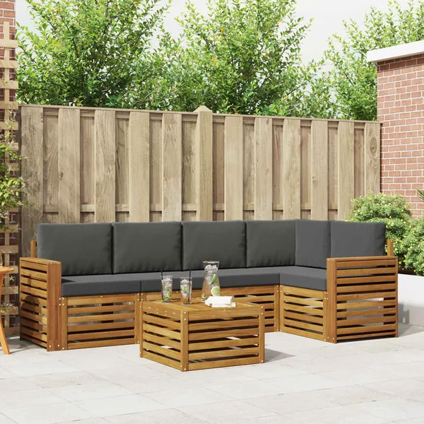 Ensemble de canapé d'angle 6 pcs Naturel et Anthracite