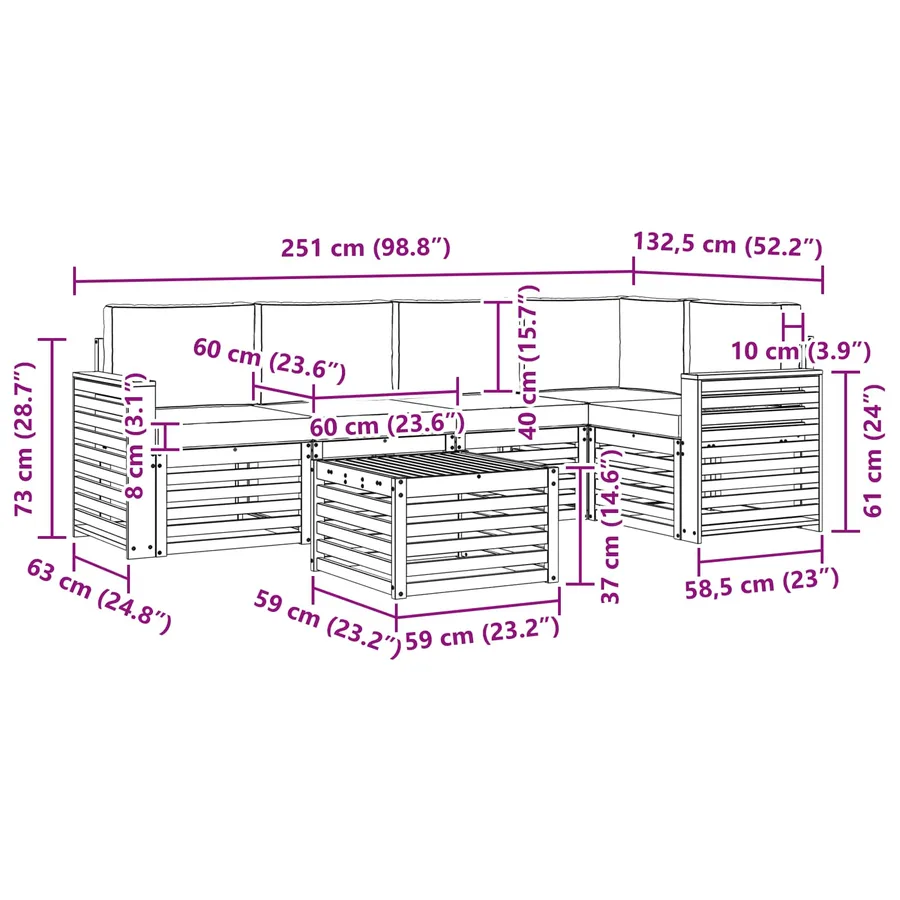 Ensemble de canapé d'angle 6 pcs Naturel et Anthracite - 11
