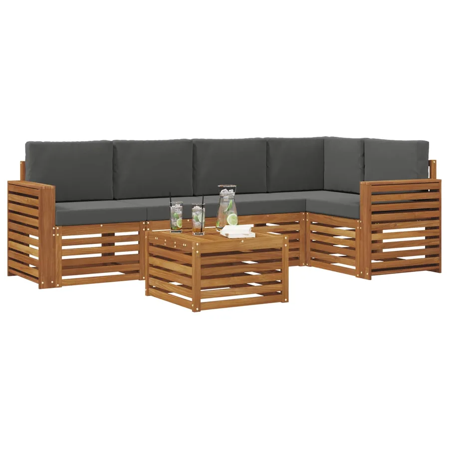 Ensemble de canapé d'angle 6 pcs Naturel et Anthracite - 3