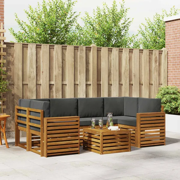 Ensemble de canapés d'extérieur 7 pcs Naturel et Anthracite