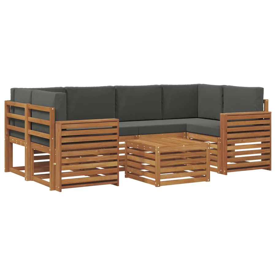 Ensemble de canapés d'extérieur 7 pcs Naturel et Anthracite - 2