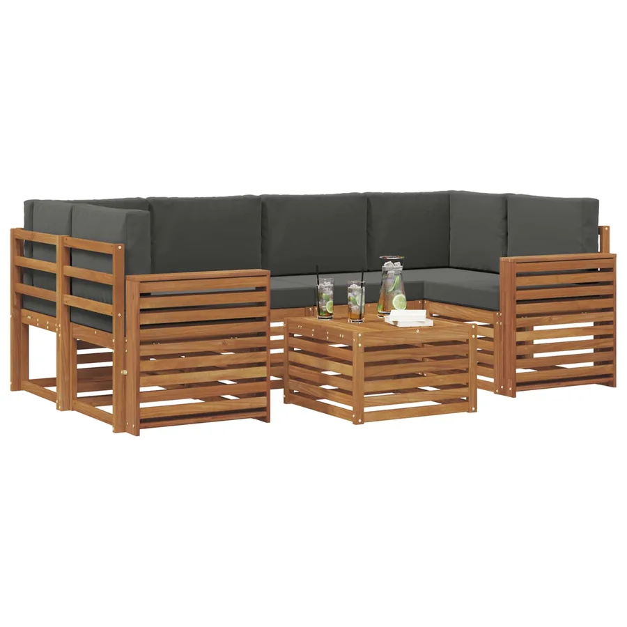 Ensemble de canapés d'extérieur 7 pcs Naturel et Anthracite - 3