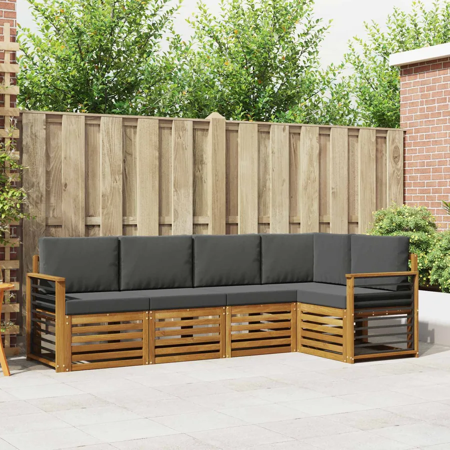 Ensemble de canapé d'angle 5 pcs Naturel et Anthracite