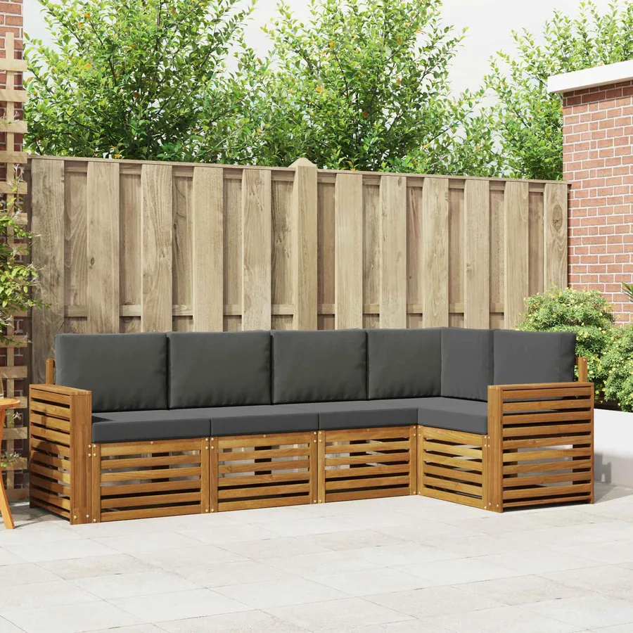 Ensemble de canapé d'angle 5 pcs Naturel et Anthracite