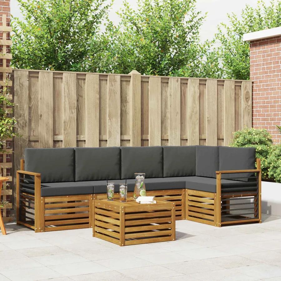 Ensemble de canapé d'angle 6 pcs Naturel et Anthracite