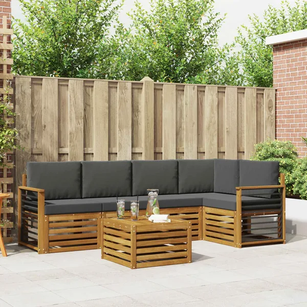 Ensemble de canapé d'angle 6 pcs Naturel et Anthracite