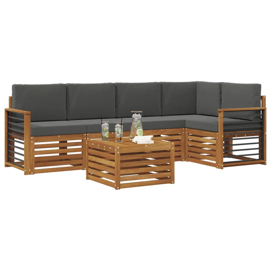 Ensemble de canapé d'angle 6 pcs Naturel et Anthracite - 3