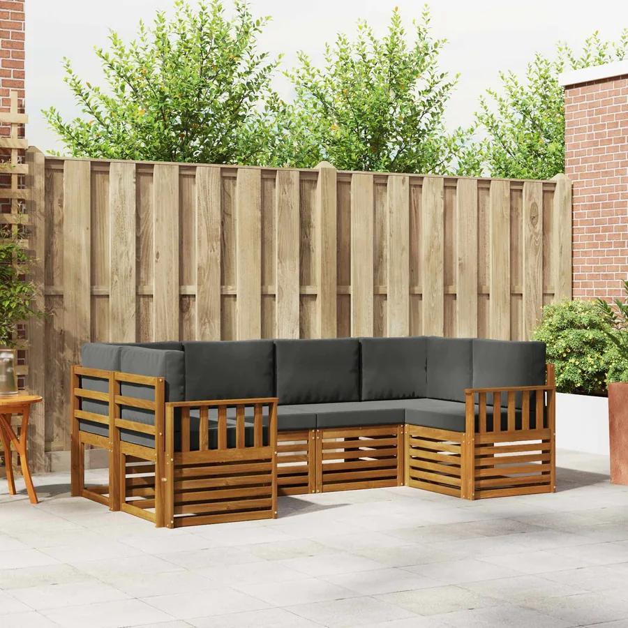 Ensemble de canapé d'angle 6 pcs Naturel et Anthracite