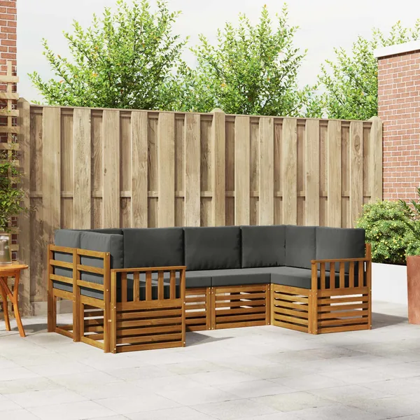 Ensemble de canapé d'angle 6 pcs Naturel et Anthracite