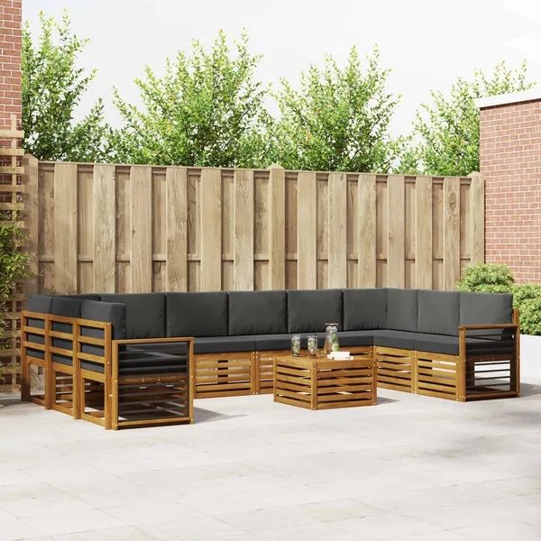 Ensemble de canapés d'extérieur 11 pcs Naturel et Anthracite
