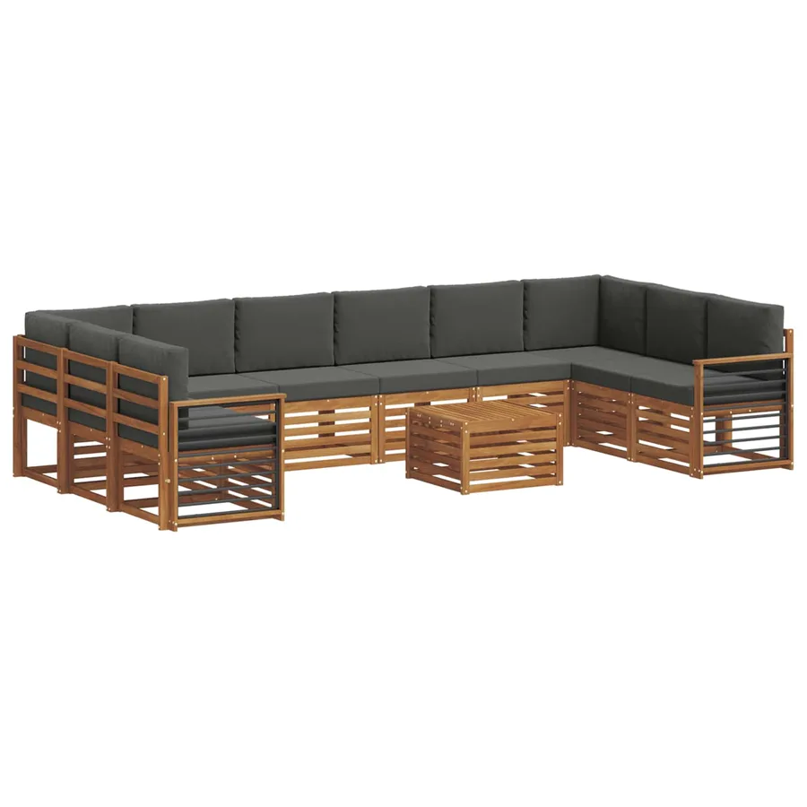 Ensemble de canapés d'extérieur 11 pcs Naturel et Anthracite - 2