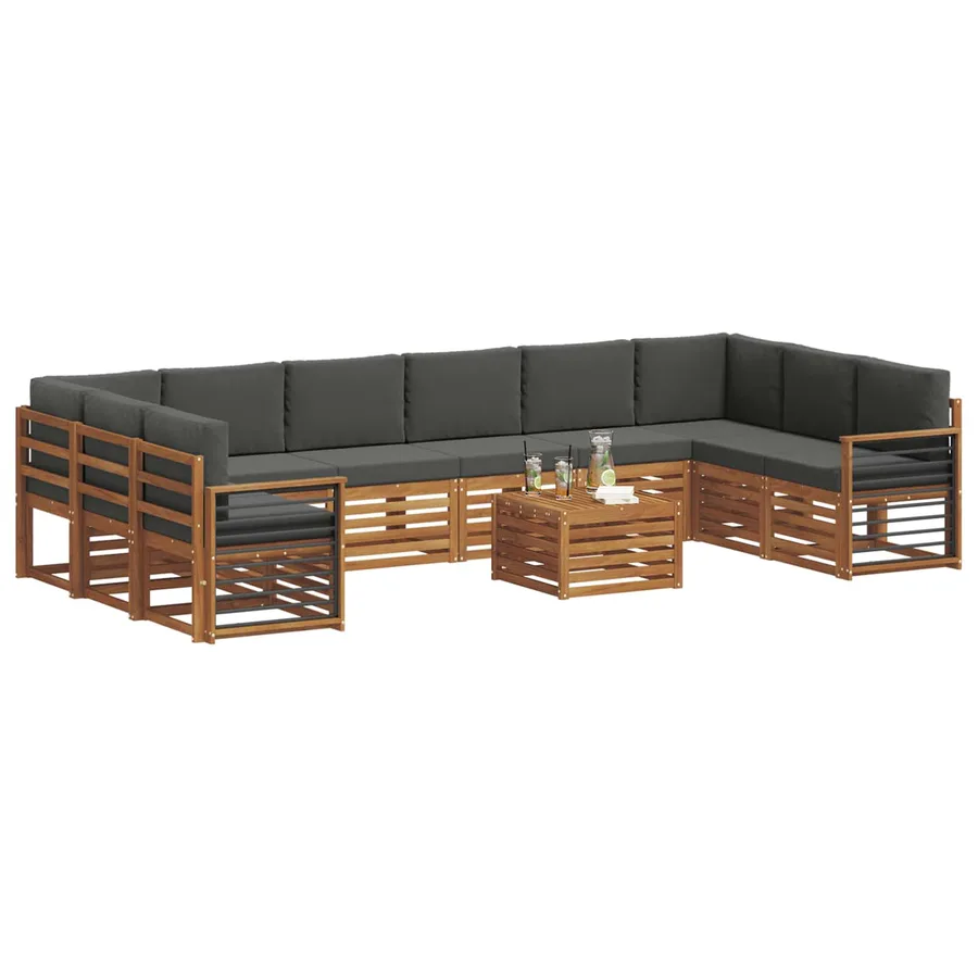 Ensemble de canapés d'extérieur 11 pcs Naturel et Anthracite - 3