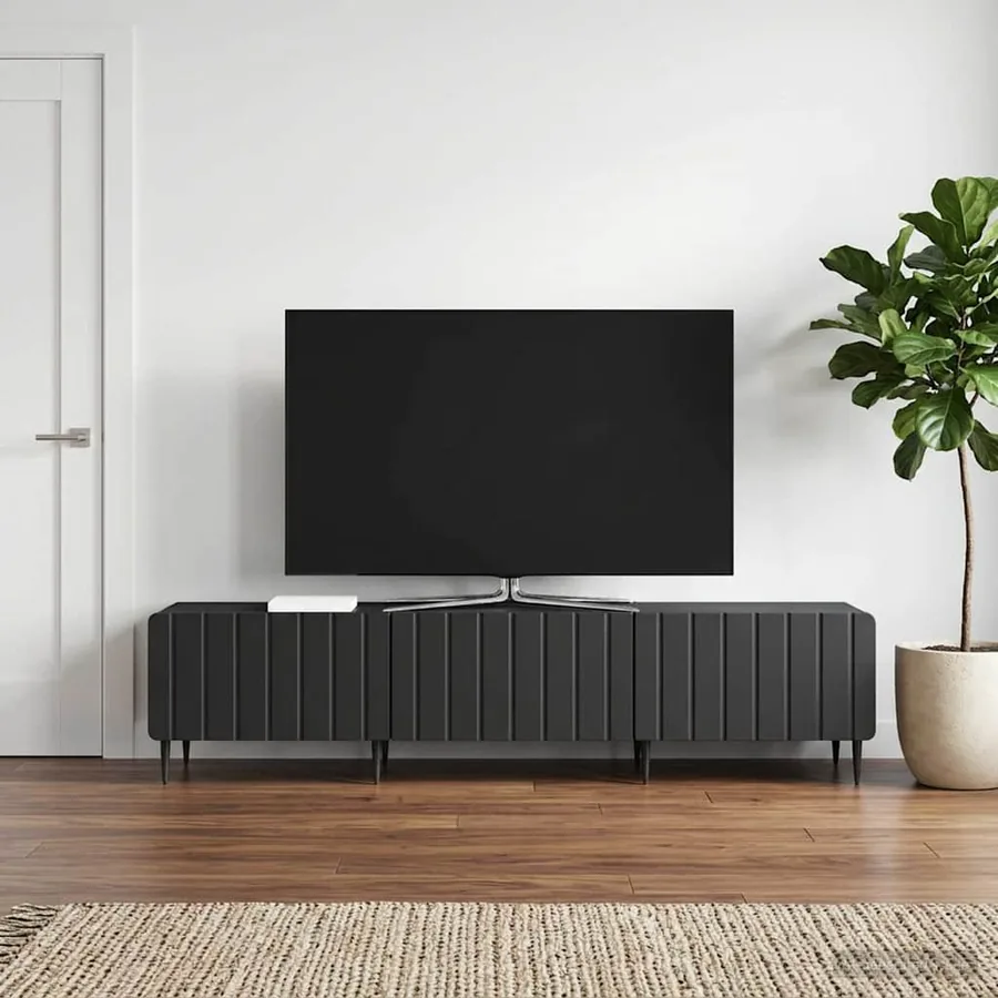 Meuble TV avec tiroir Noir 147 x 34,5 x 32 cm Bois d'ingénierie