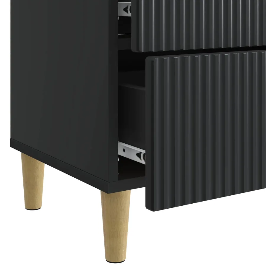 Cabinet de chevet Noir 62 x 34,5 x 48 cm Bois d'ingénierie - 9