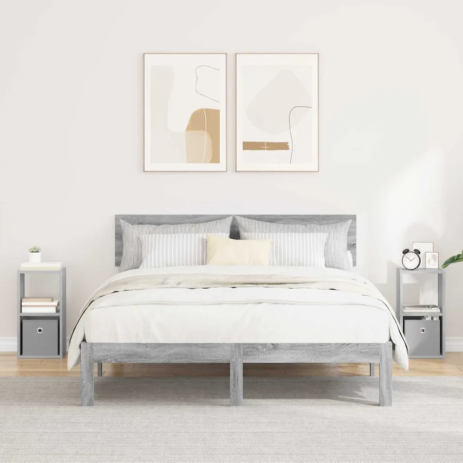 Table de chevet 2 pcs Gris Sonoma 25,5 x 22 x 49,5 cm