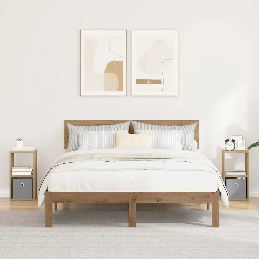 Table de chevet 2 pc Chêne artisanal 25,5 x 22 x 49,5 cm