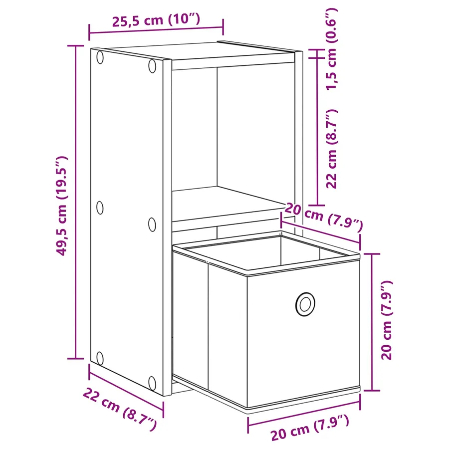 Table de chevet 2 pc Chêne artisanal 25,5 x 22 x 49,5 cm - 13