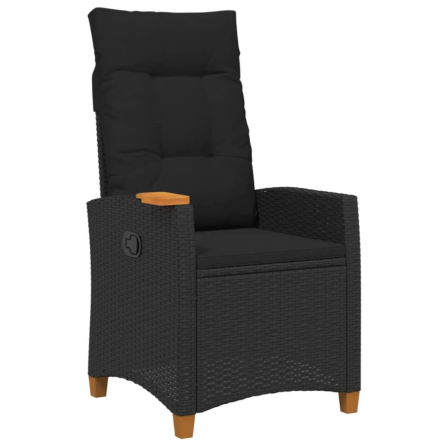 Chaise inclinable avec plateau à thé Noir 62 x 64 x 112 cm - 2