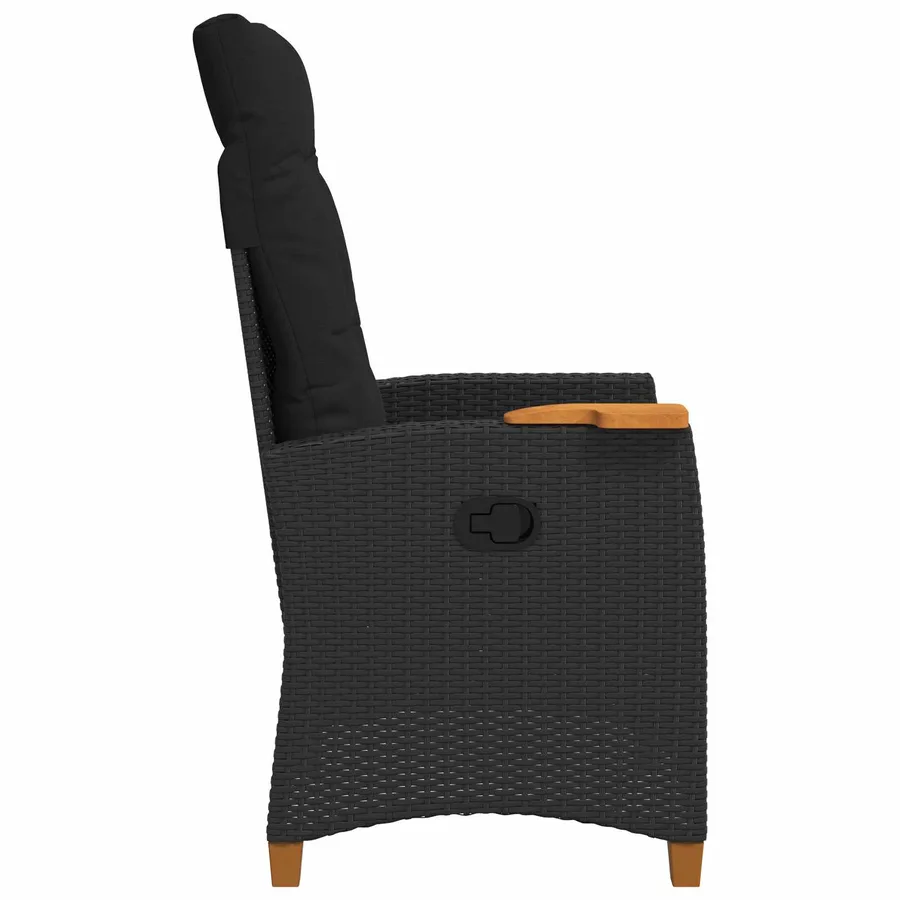 Chaise inclinable avec plateau à thé Noir 62 x 64 x 112 cm - 5