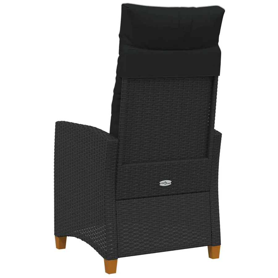 Chaise inclinable avec plateau à thé Noir 62 x 64 x 112 cm - 6