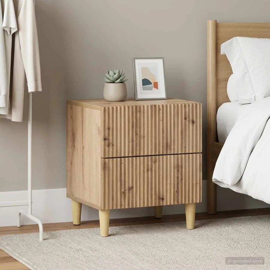 Cabinet de chevet 2 pc Chêne artisanal 43 x 34,5 x 48 cm