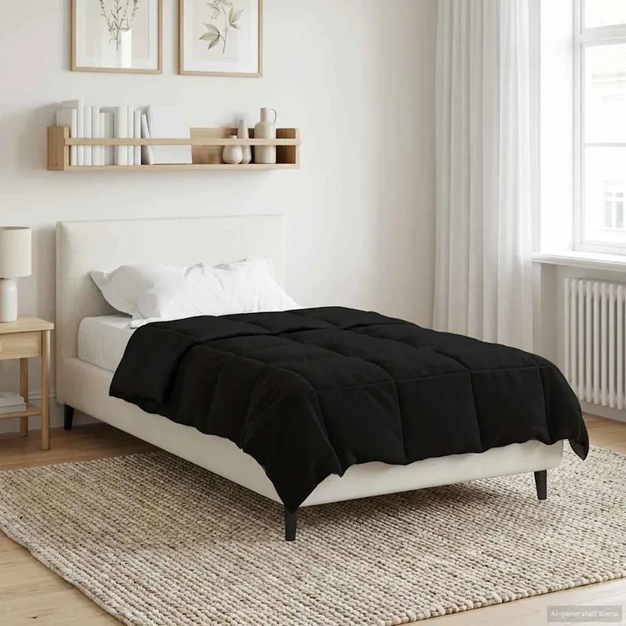 Duvet d'été simple Matelassé Noir 135 x 220 cm Microfibre - 4