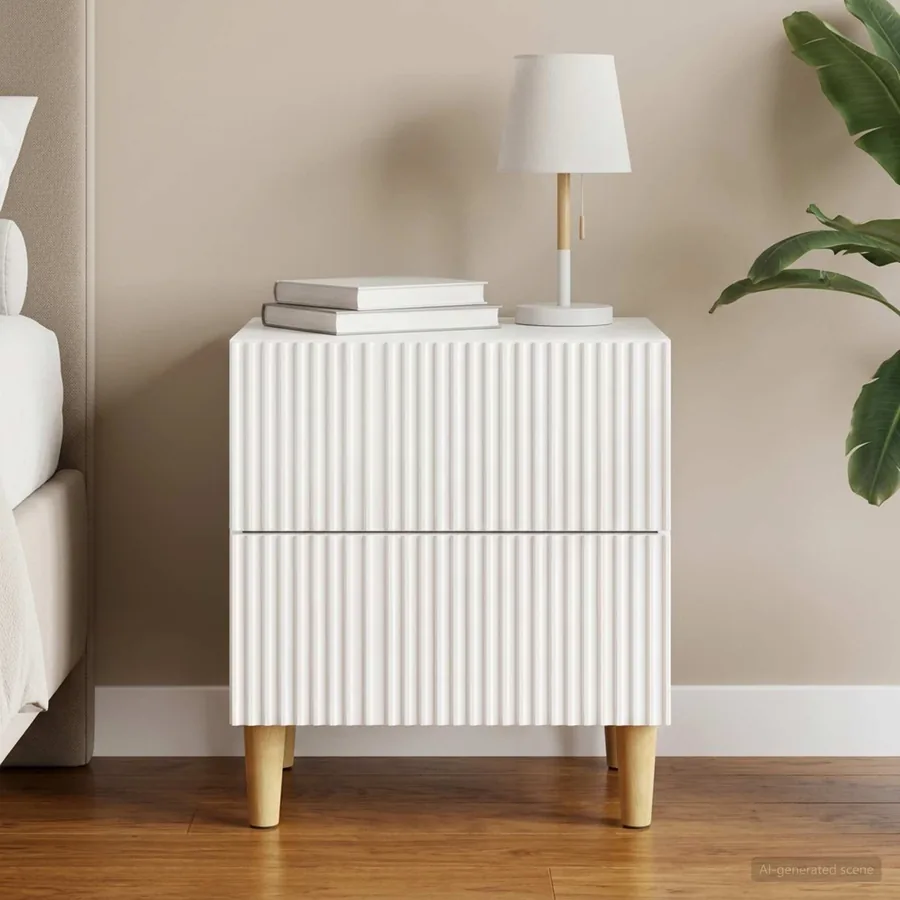 Cabinet de chevet avec tiroir Blanc brillant 43 x 34,5 x 48 cm