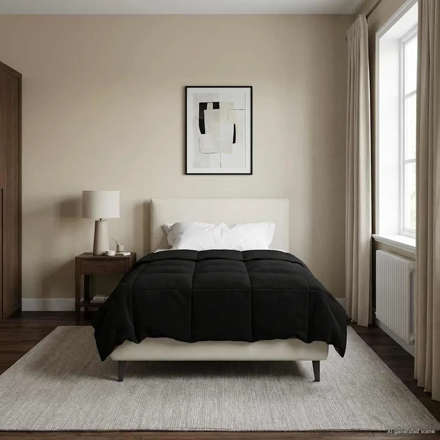Duvet d'été simple Matelassé Noir 155 x 220 cm Microfibre