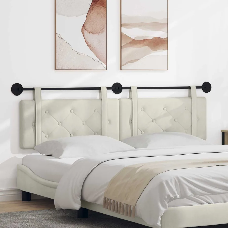 Tête de lit suspendue Crème Velours