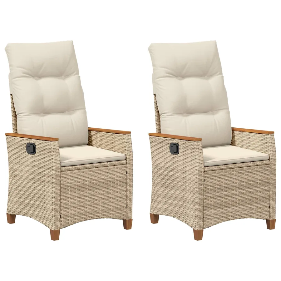Chaise de jardin inclinable Beige et crème 64 x 57,5 x 112 cm - 2