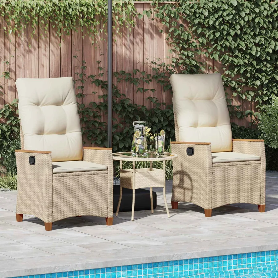 Chaise de jardin inclinable Beige et crème 64 x 57,5 x 112 cm - 3