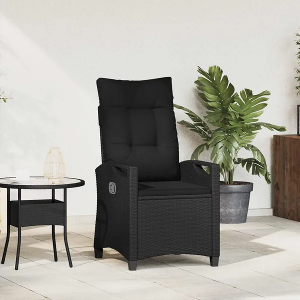 Chaise de jardin inclinable Noir 56 x 60 x 112 cm polyrotin