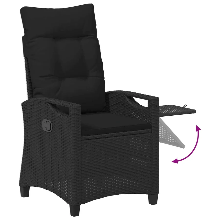 Chaise de jardin inclinable Noir 56 x 60 x 112 cm polyrotin - 10