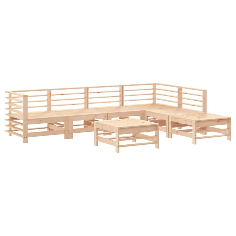 Salon de jardin 7 pcs Bois de pin massif - 2