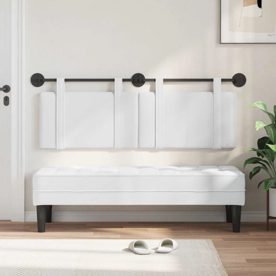Tête de lit suspendue Blanc Tissu - 3