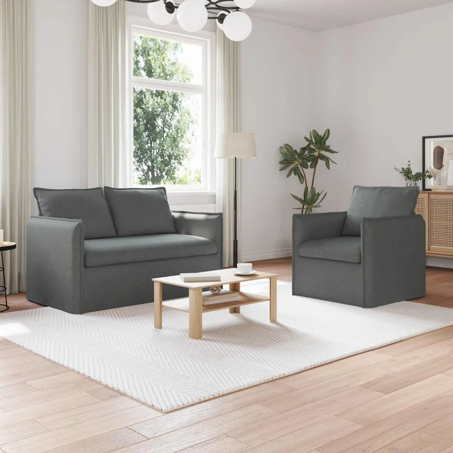 Ensemble de Canapés 2 pcs Gris foncé 136 x 82 x 85 cm Tissu