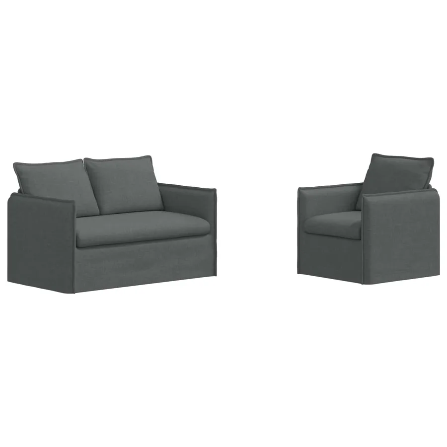 Ensemble de Canapés 2 pcs Gris foncé 136 x 82 x 85 cm Tissu - 2