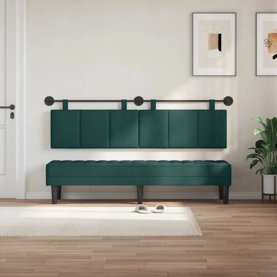 Tête de lit suspendue Vert foncé Tissu - 3
