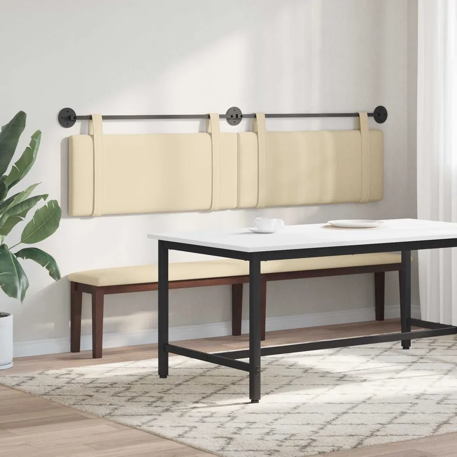 Tête de lit suspendue Crème Tissu - 4