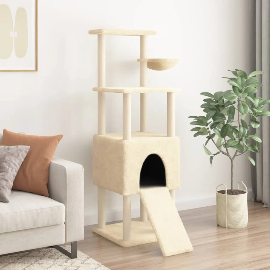 Arbre à chat avec griffoirs en sisal Crème 153 cm - 3