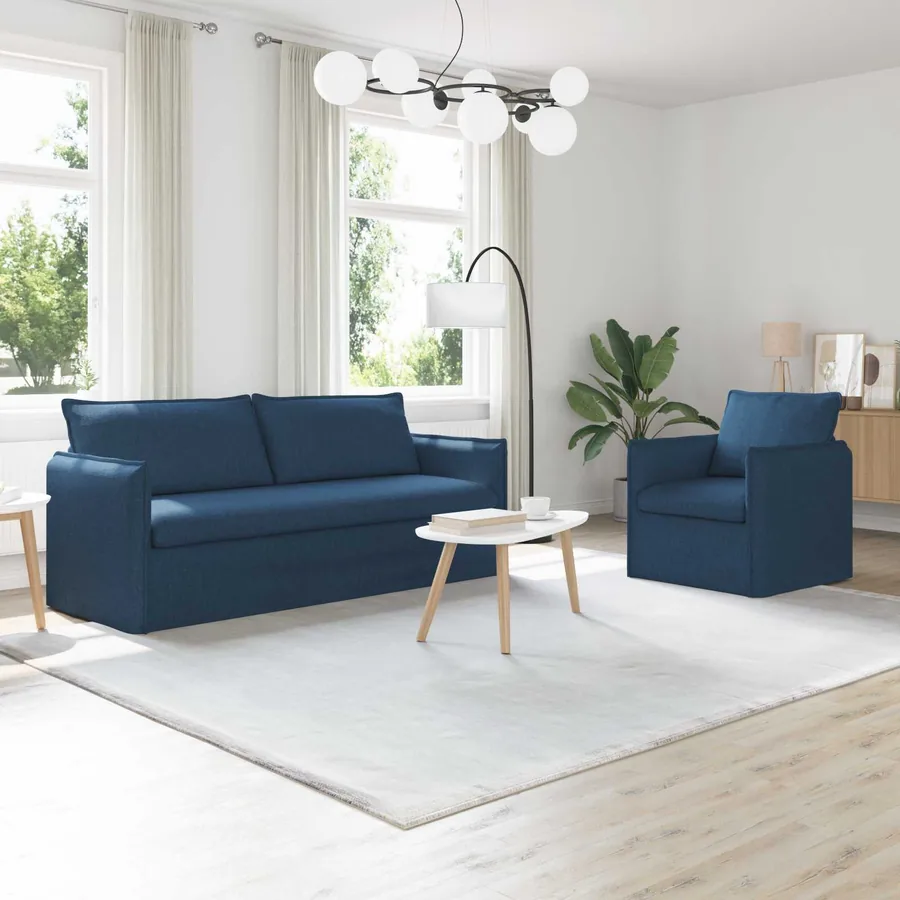 Ensemble de Canapés 2 pcs Bleu 196 x 82 x 85 cm Tissu