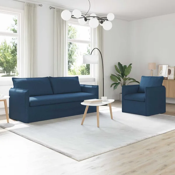 Ensemble de Canapés 2 pcs Bleu 196 x 82 x 85 cm Tissu