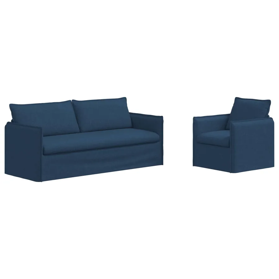 Ensemble de Canapés 2 pcs Bleu 196 x 82 x 85 cm Tissu - 2